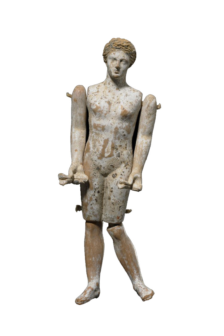 Figure 4: A clay “neurospaston” doll sold by Merlin to the British Museum in 1865 for £3.30 (said to be from Athens; ca. 350BC; H: 20.5cm; BM1865,0720.34).  Source: © Trustees of the British Museum.