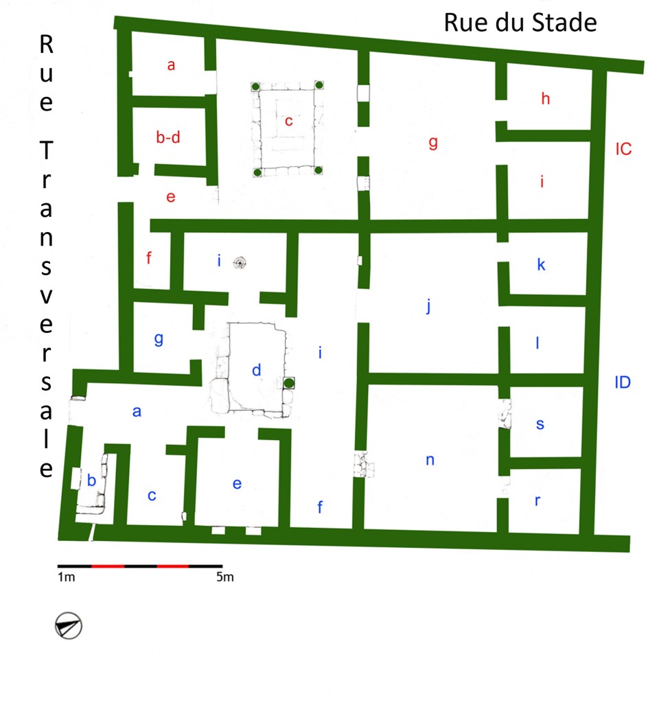 Figure 2. House IC and House ID in the Stadion District, phase 1, plan (© Mantha Zarmakoupi). 