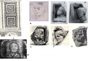 Figure 6. Samples of figural coffered ceilings. A and B. Xanthos, Nereid Monument (by Lehmann – Spittle 1982); C and D. Thasos, monument not identified (by Holzmann 1994); E, F, and G, Samothrace, propylon of the temenos (Lehmann – Spittle 1982); H. Southern Russia, Bolshaja Bliznitsa Mound (by Barbet 2004).