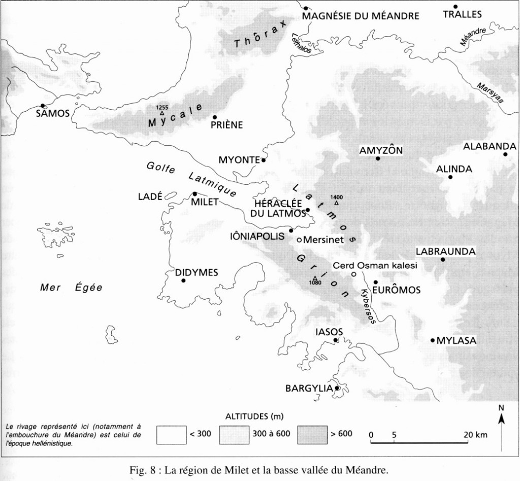 Figure 1: The Miletus area (cf. Chandezon 2003, 221, figure 8)N.B. Cerd Osman Kalesi is the proposed location for Pidasa.
