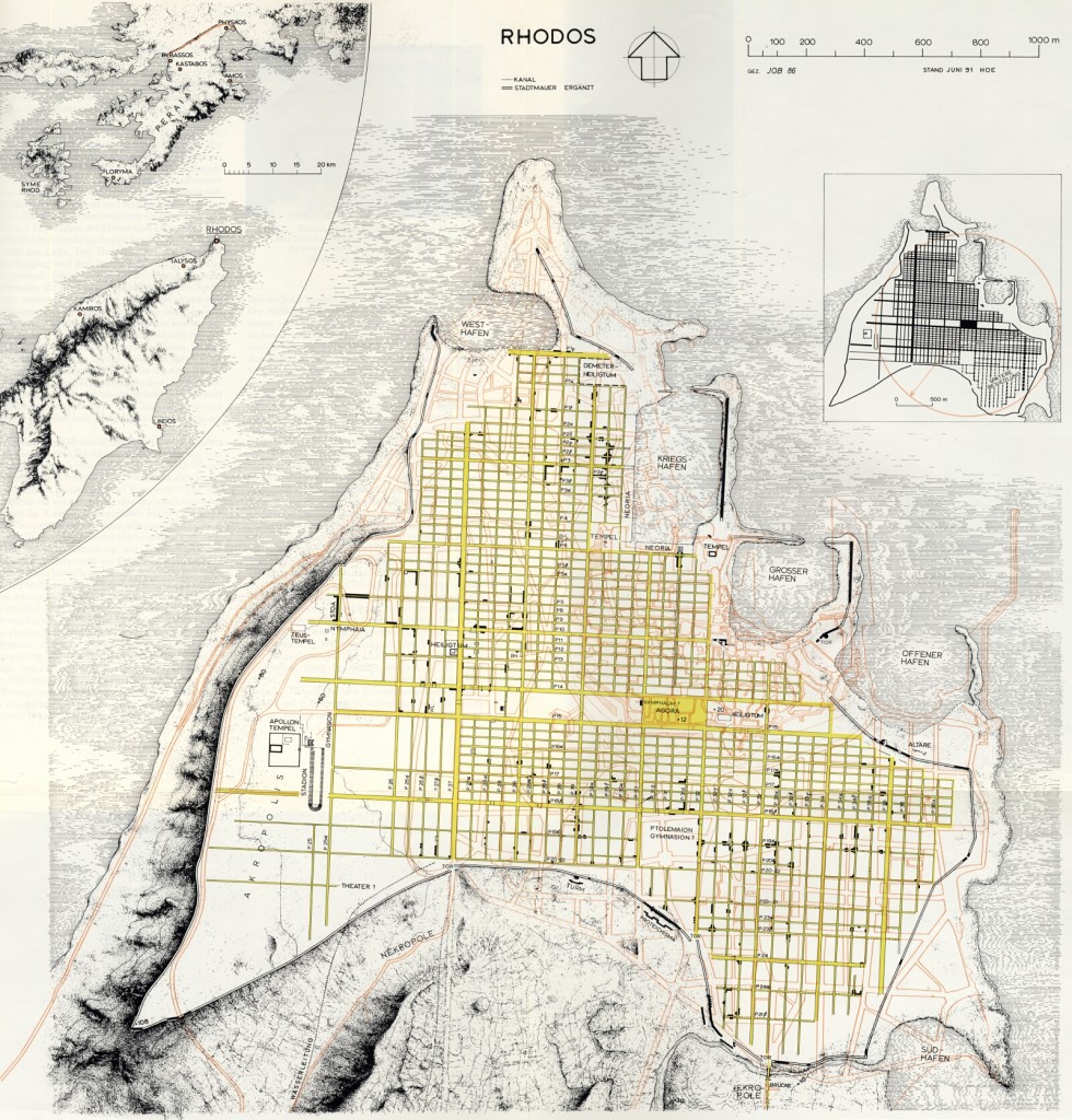 Figure 1. Reconstructed city map of Rhodes (after Hoepfner and Schwandner 1994:fig. 41, by courtesy of W. Hoepfner)