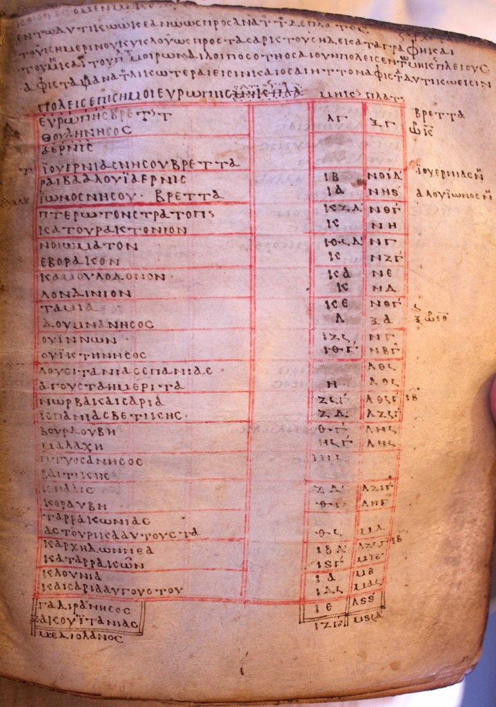 Figure 4: Leiden, Bibliothecae Publicae Codex Graecus 78, folio 66 recto, important cities