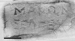 Figure 10. Rhodian rectangular stamp with the name Marôn and the ethnic Selgeus [ASCSA/ABC].