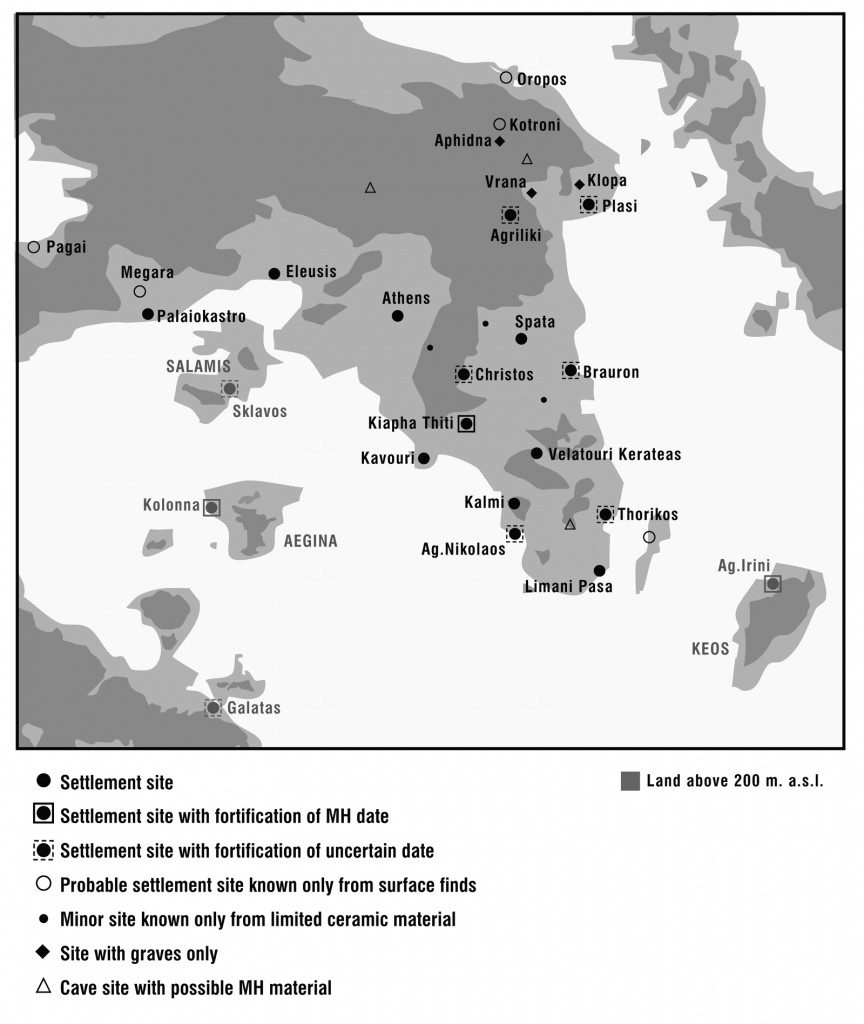 Figure 3. Attica in the first half of the 2nd millennium BC (source: Papadimitriou 2010, fig. 1)