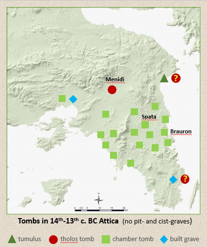 Figure 4. The distribution of collective tombs in 14th-13th c. BC Attica.