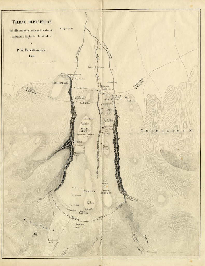 Figure 4: The ancient topography of Thebes after P. W. Forhhammer (1854).