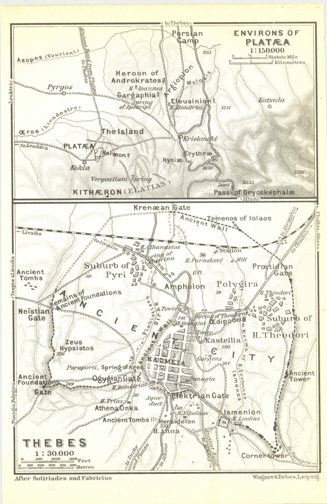 Figure 9: The ancient topography of Plataea and Thebes after K. Baedeker (1908).
